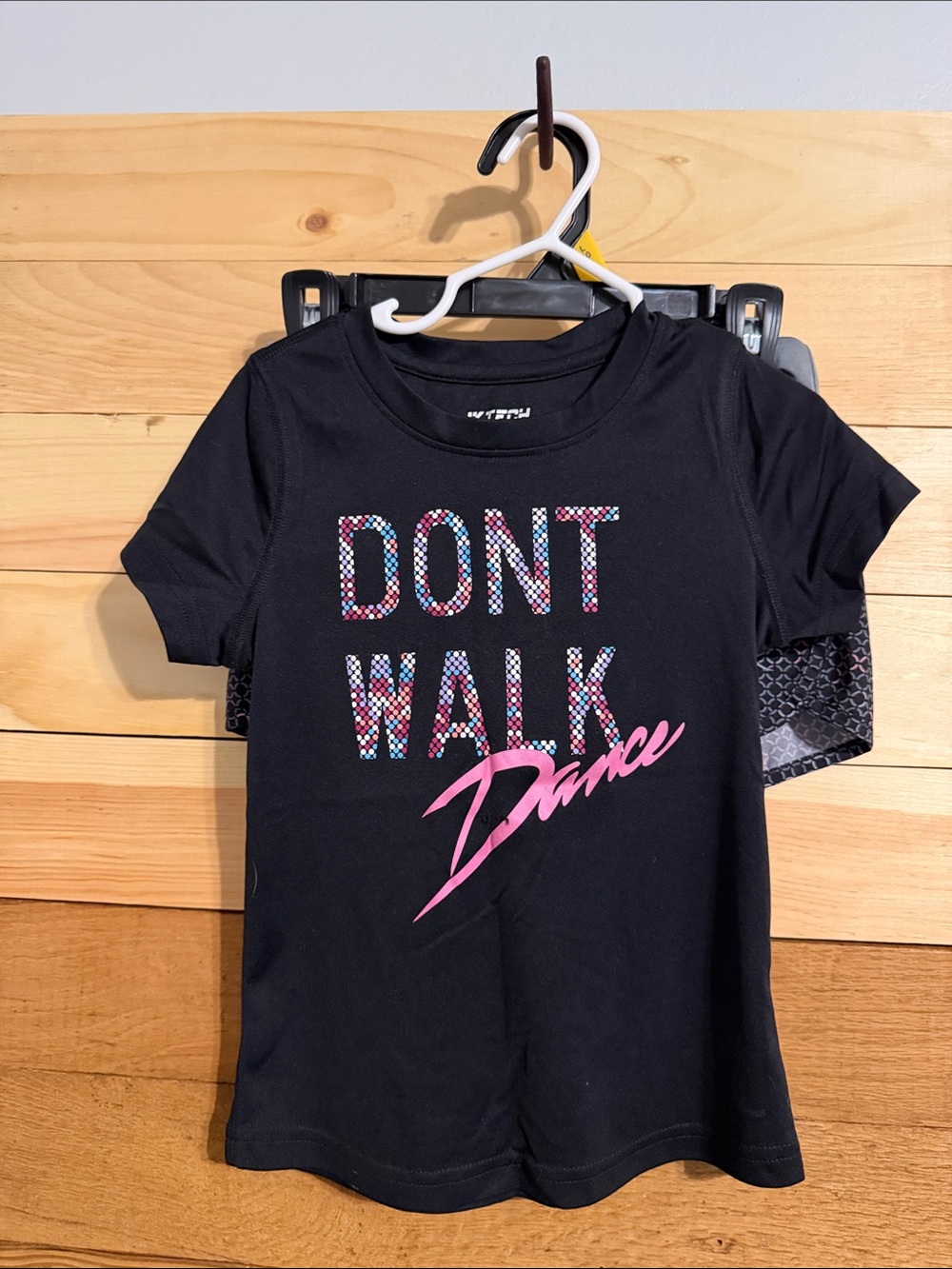 Danskin Black Short-Sleeve Tee with Multicolor 'DON'T WALK DANCE’ Graphic